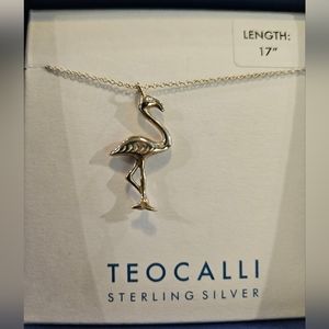 Sterling silver flamingo necklace by Teocalli
